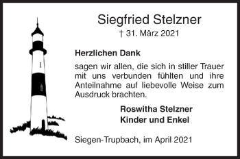 Traueranzeige von Siegfried Stelzner von Siegener Zeitung