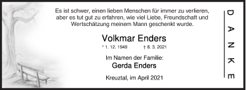 Traueranzeige von Volkmar Enders von Siegener Zeitung