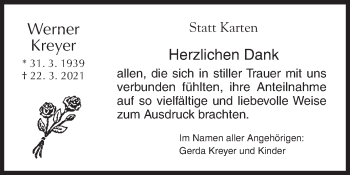 Traueranzeige von Werner Kreyer von Siegener Zeitung