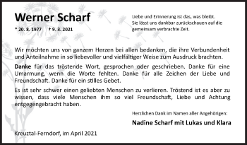 Traueranzeige von Werner Scharf von Siegener Zeitung