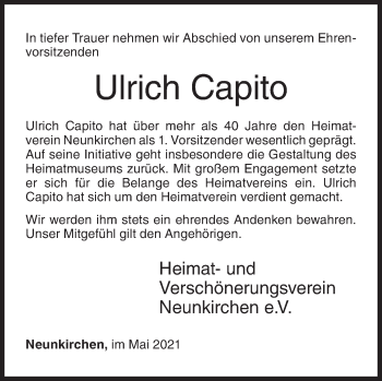 Traueranzeige von Ulrich Capito von Siegener Zeitung