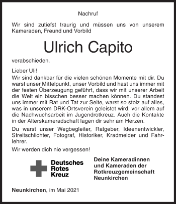Traueranzeige von Ulrich Capito von Siegener Zeitung