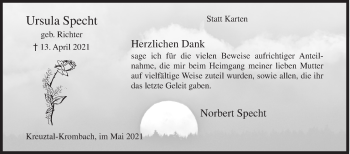 Traueranzeige von Ursula Specht von Siegener Zeitung