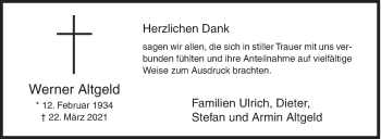 Traueranzeige von Werner Altgeld von Siegener Zeitung