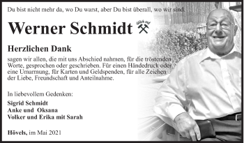 Traueranzeige von Werner Schmidt von Siegener Zeitung