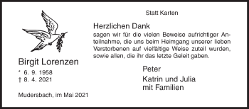 Traueranzeige von Birgit Lorenzen von Siegener Zeitung