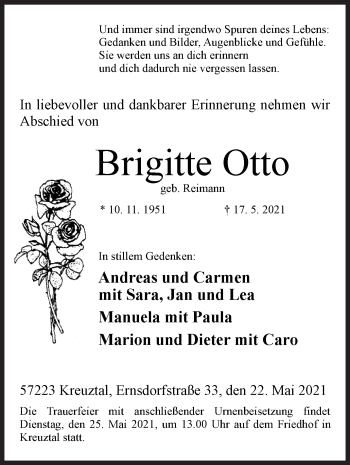 Traueranzeige von Brigitte Otto von Siegener Zeitung