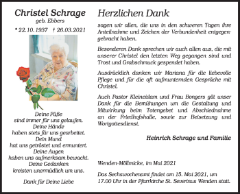 Traueranzeige von Christel Schrage von Siegener Zeitung