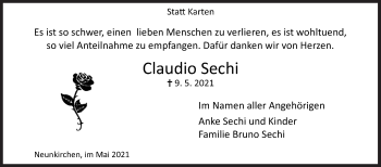 Traueranzeige von Claudio Sechi von Siegener Zeitung