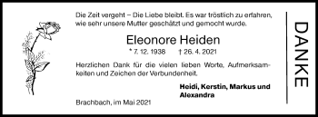 Traueranzeige von Eleonore Heiden von Siegener Zeitung