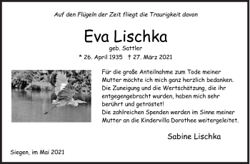Traueranzeige von Eva Lischka von Siegener Zeitung