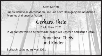 Traueranzeige von Gerhard Theis von Siegener Zeitung