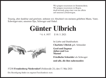 Traueranzeige von Günter Ulbrich von Siegener Zeitung