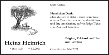 Traueranzeige von Heinz Heinrich von Siegener Zeitung