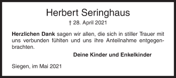 Traueranzeige von Herbert Seringhaus von Siegener Zeitung