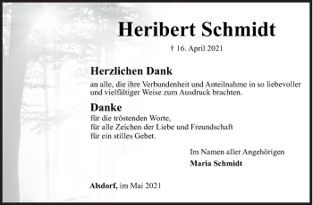 Traueranzeige von Heribert Schmidt von Siegener Zeitung