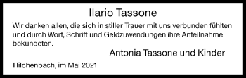 Traueranzeige von Ilario Tassone von Siegener Zeitung