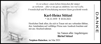 Traueranzeige von Karl-Heinz Stötzel von Siegener Zeitung