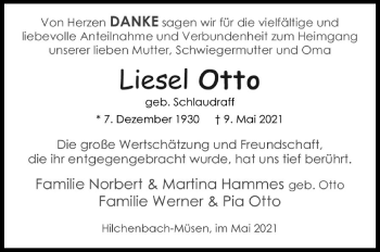 Traueranzeige von Liesel Otto von Siegener Zeitung