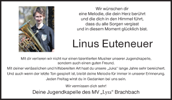 Traueranzeige von Linus Euteneuer von Siegener Zeitung