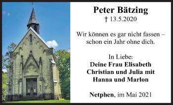 Traueranzeige von Peter Bätzing von Siegener Zeitung