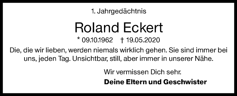  Traueranzeige für Roland Eckert vom 19.05.2021 aus Siegener Zeitung