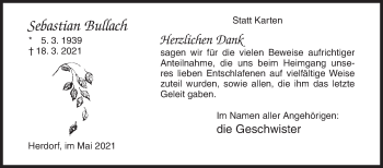 Traueranzeige von Sebastian Bullach von Siegener Zeitung