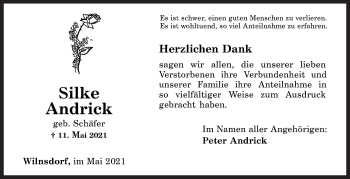 Traueranzeige von Silke Andrick von Siegener Zeitung