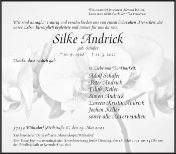 Traueranzeige von Silke Andrick von Siegener Zeitung