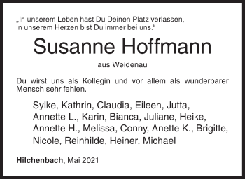 Traueranzeige von Susanne Hoffmann von Siegener Zeitung