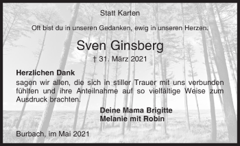 Traueranzeige von Sven Ginsberg von Siegener Zeitung