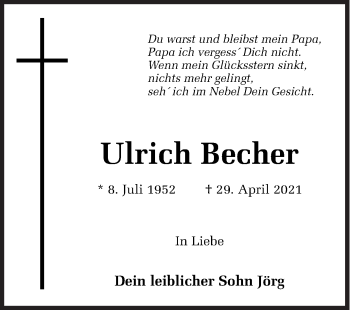 Traueranzeige von Ulrich Becher von Siegener Zeitung
