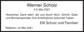 Traueranzeige von Werner Scholz von Siegener Zeitung