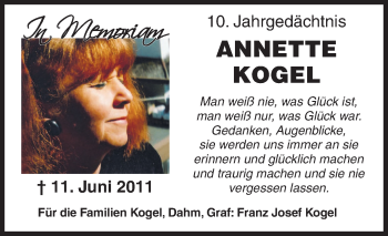 Traueranzeige von Annette Kogel von Siegener Zeitung