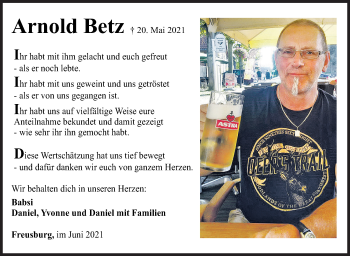 Traueranzeige von Arnold Betz von Siegener Zeitung