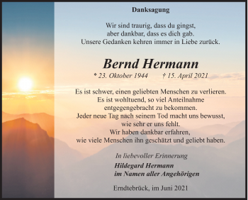 Traueranzeige von Bernd Hermann von Siegener Zeitung