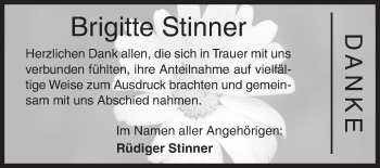 Traueranzeige von Brigitte Stinner von Siegener Zeitung