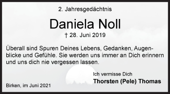 Traueranzeige von Daniela Noll von Siegener Zeitung