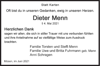 Traueranzeige von Dieter Menn von Siegener Zeitung