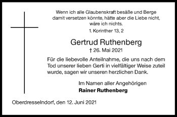 Traueranzeige von Gertrud Ruthenberg von Siegener Zeitung