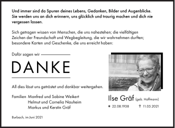 Traueranzeige von Ilse Gräf von Siegener Zeitung