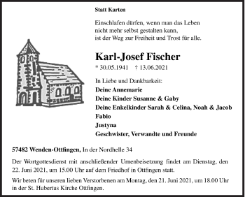 Traueranzeige von Karl-Josef Fischer von Siegener Zeitung