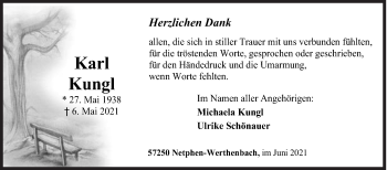 Traueranzeige von Karl Kungl von Siegener Zeitung