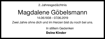 Traueranzeige von Magdalene Göbelsmann von Siegener Zeitung