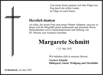 Traueranzeige von Margarete Schmitt von Siegener Zeitung