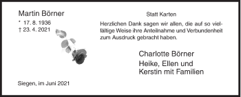 Traueranzeige von Martin Börner von Siegener Zeitung