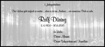 Traueranzeige von Ralf Düring von Siegener Zeitung