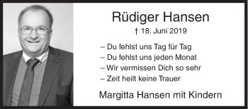 Traueranzeige von Rüdiger Hansen von Siegener Zeitung