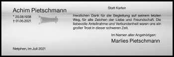 Traueranzeige von Achim Pietschmann von Siegener Zeitung