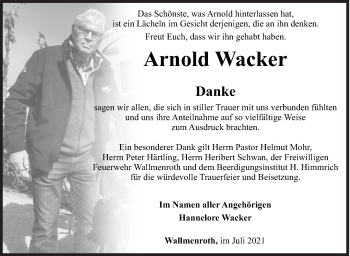 Traueranzeige von Arnold Wacker von Siegener Zeitung
